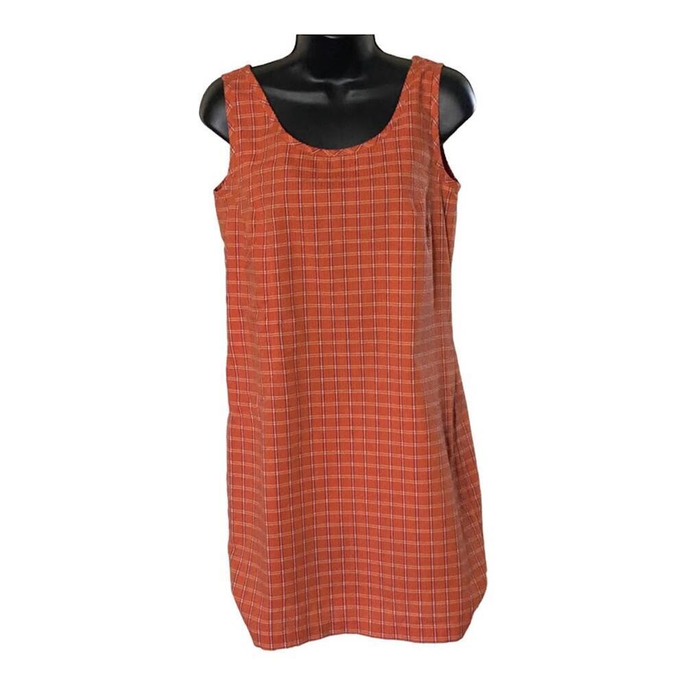 VTG Patagonia Women's S Orange Plaid Sleeveless Sun Dress Gorpcore Outdoors